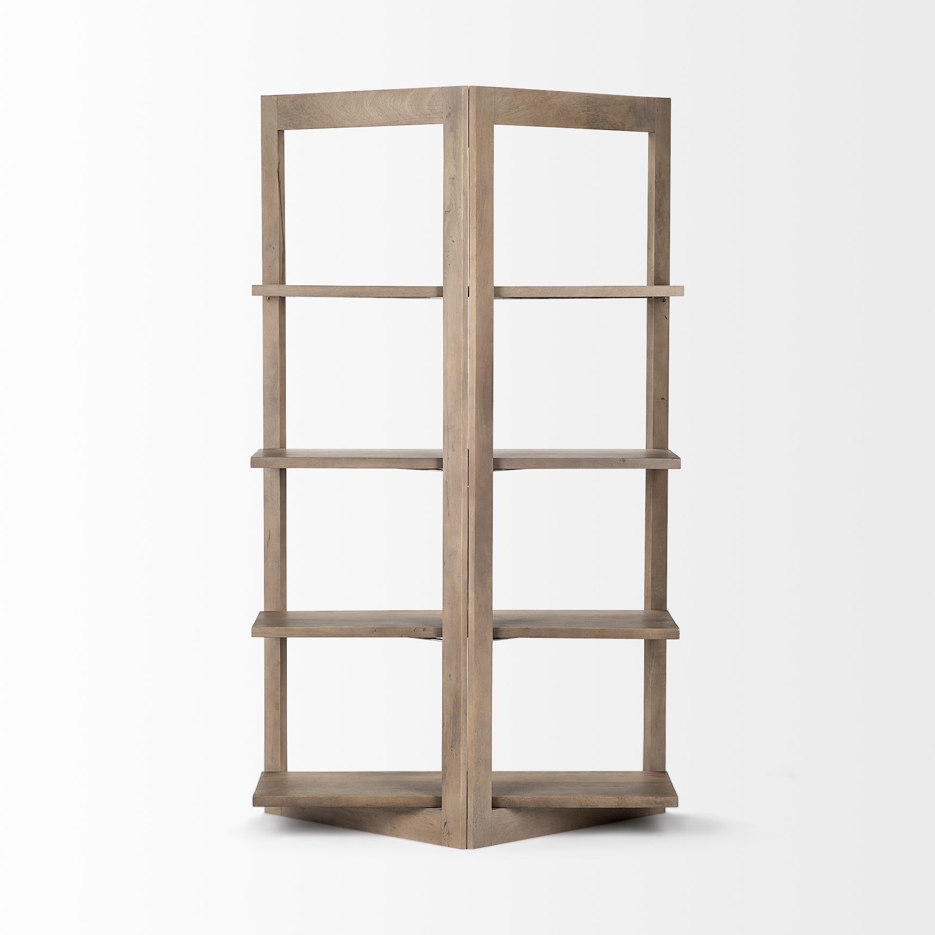 Light Brown Wood Shelving Unit with 4 Shelves