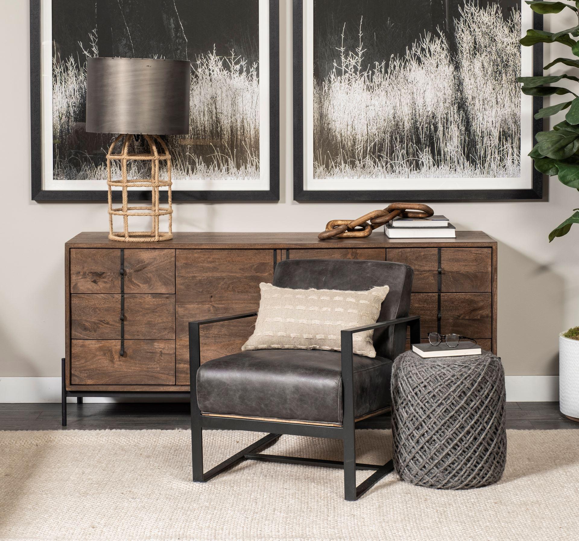 Dark Gray Wool Cylindrical Pouf with Diamond Pattern