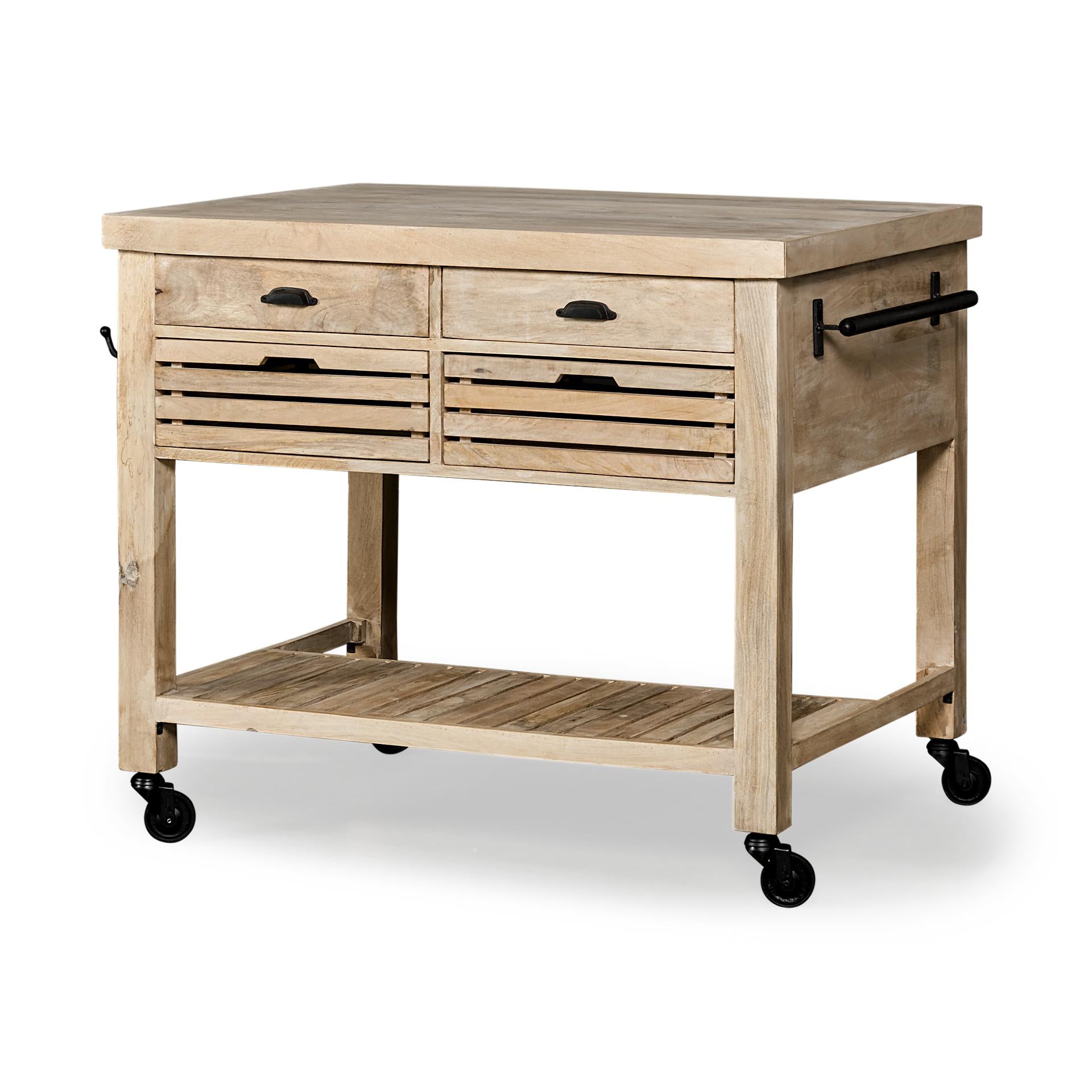 Modern Farmhouse Rolling Kitchen Island or Bar Cart