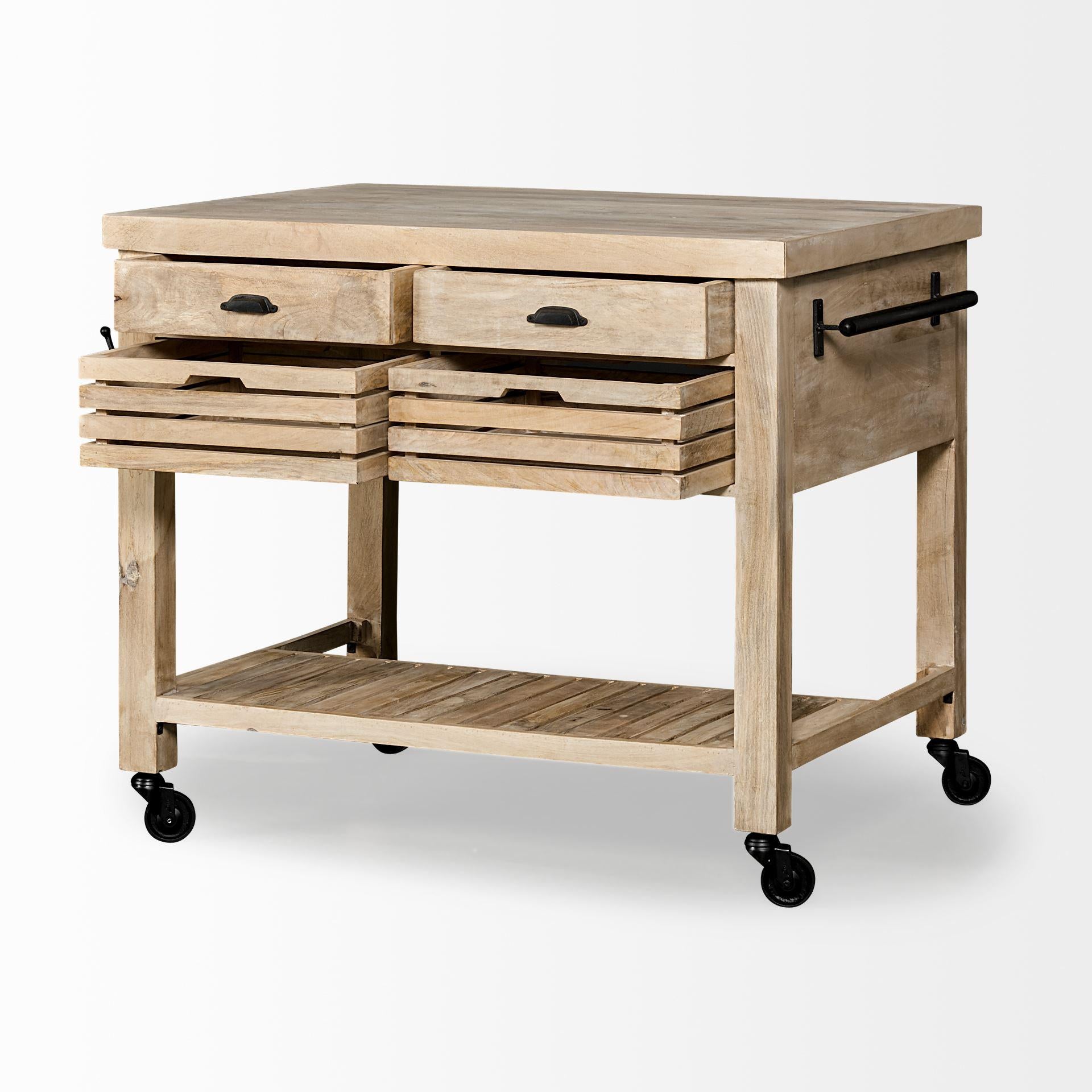 Modern Farmhouse Rolling Kitchen Island or Bar Cart