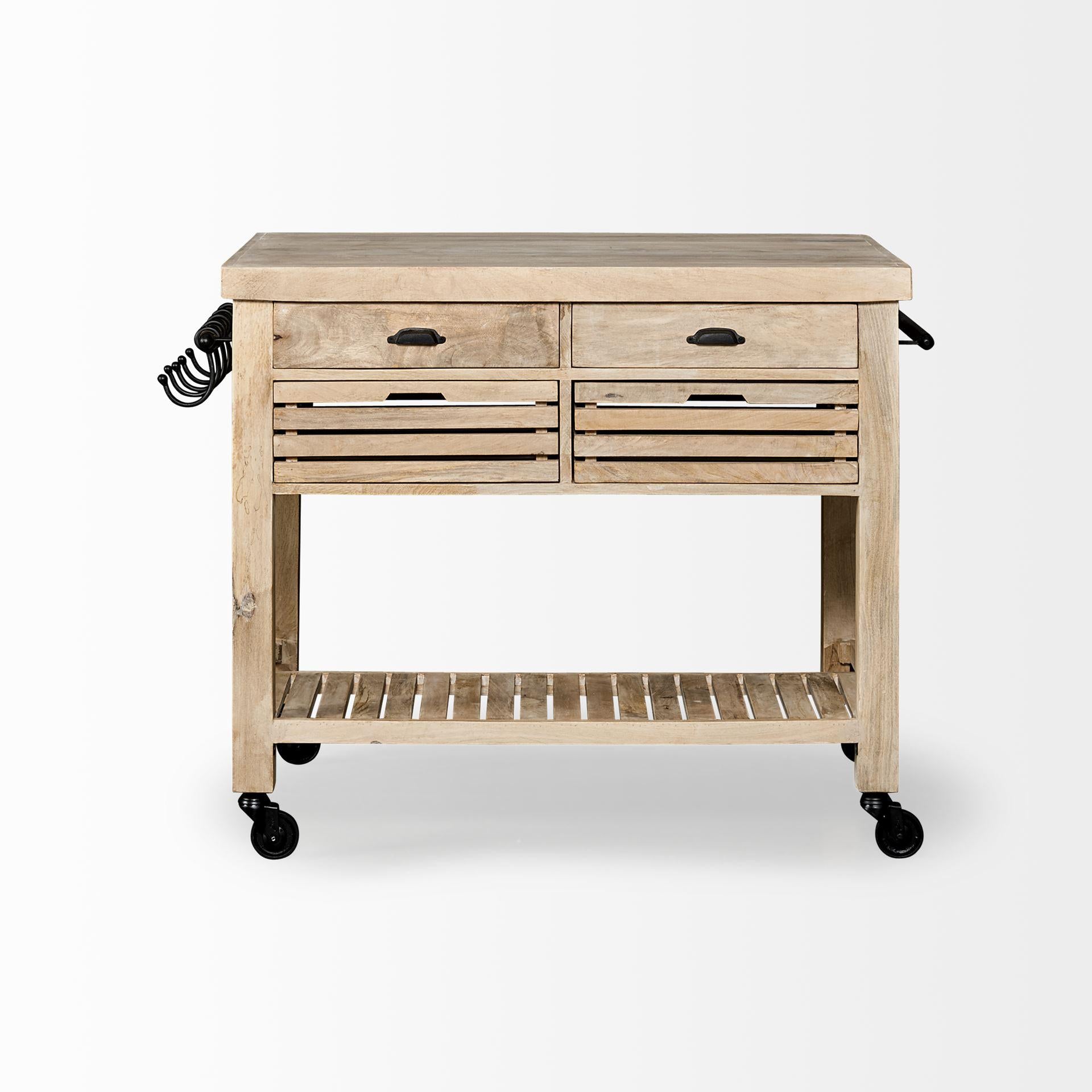 Modern Farmhouse Rolling Kitchen Island or Bar Cart