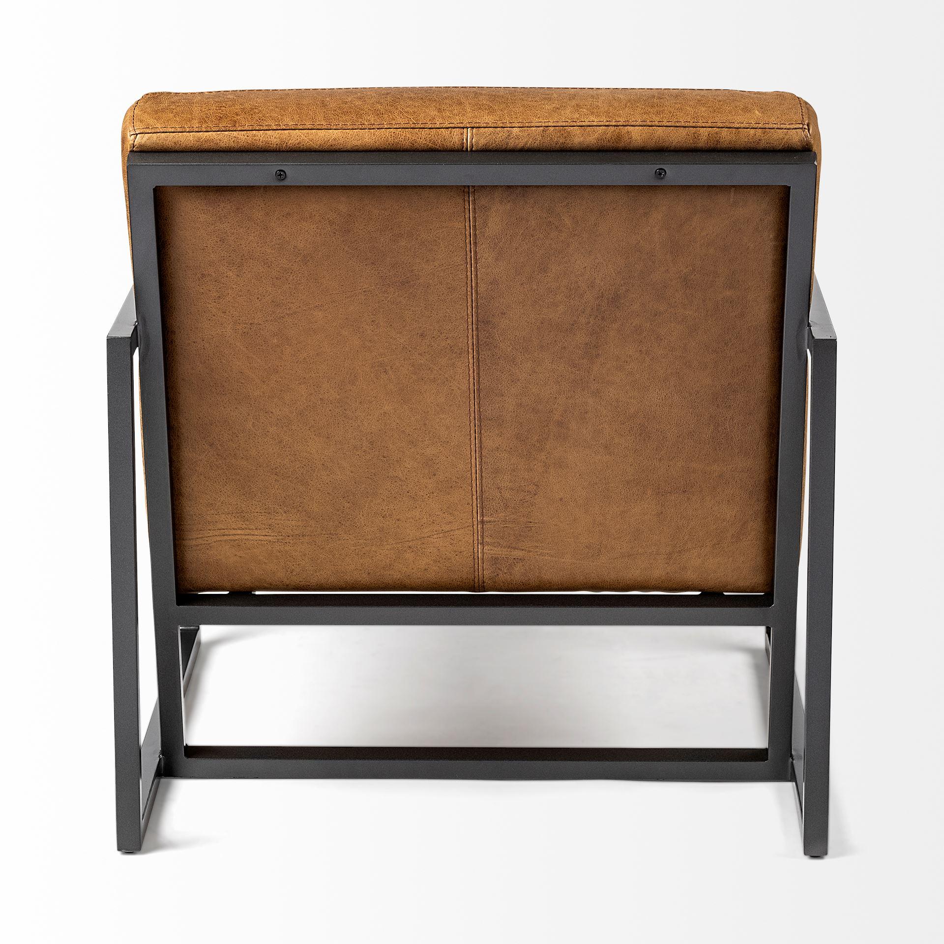 Modern Caramel Leather Accent Armchair