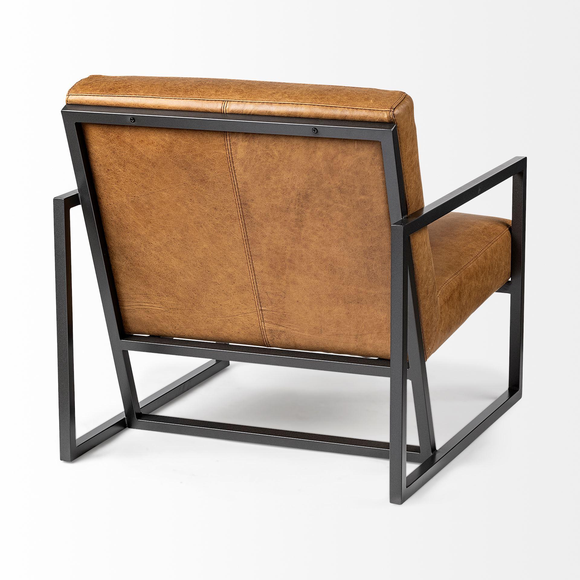 Modern Caramel Leather Accent Armchair