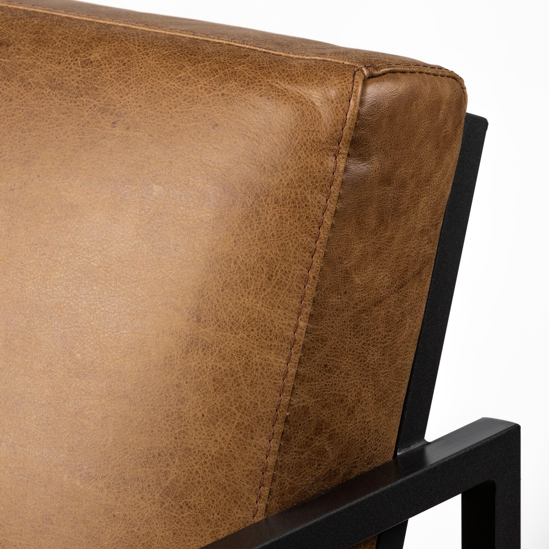 Modern Caramel Leather Accent Armchair