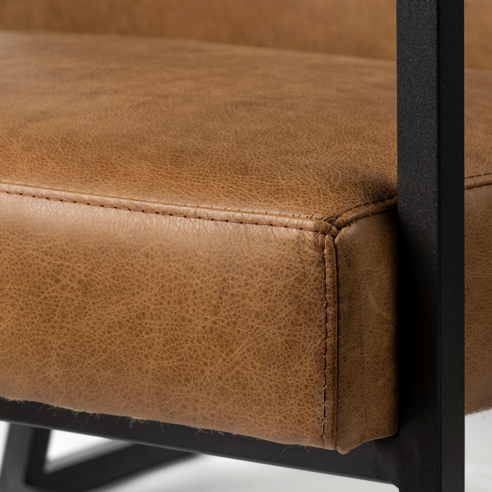 Modern Caramel Leather Accent Armchair