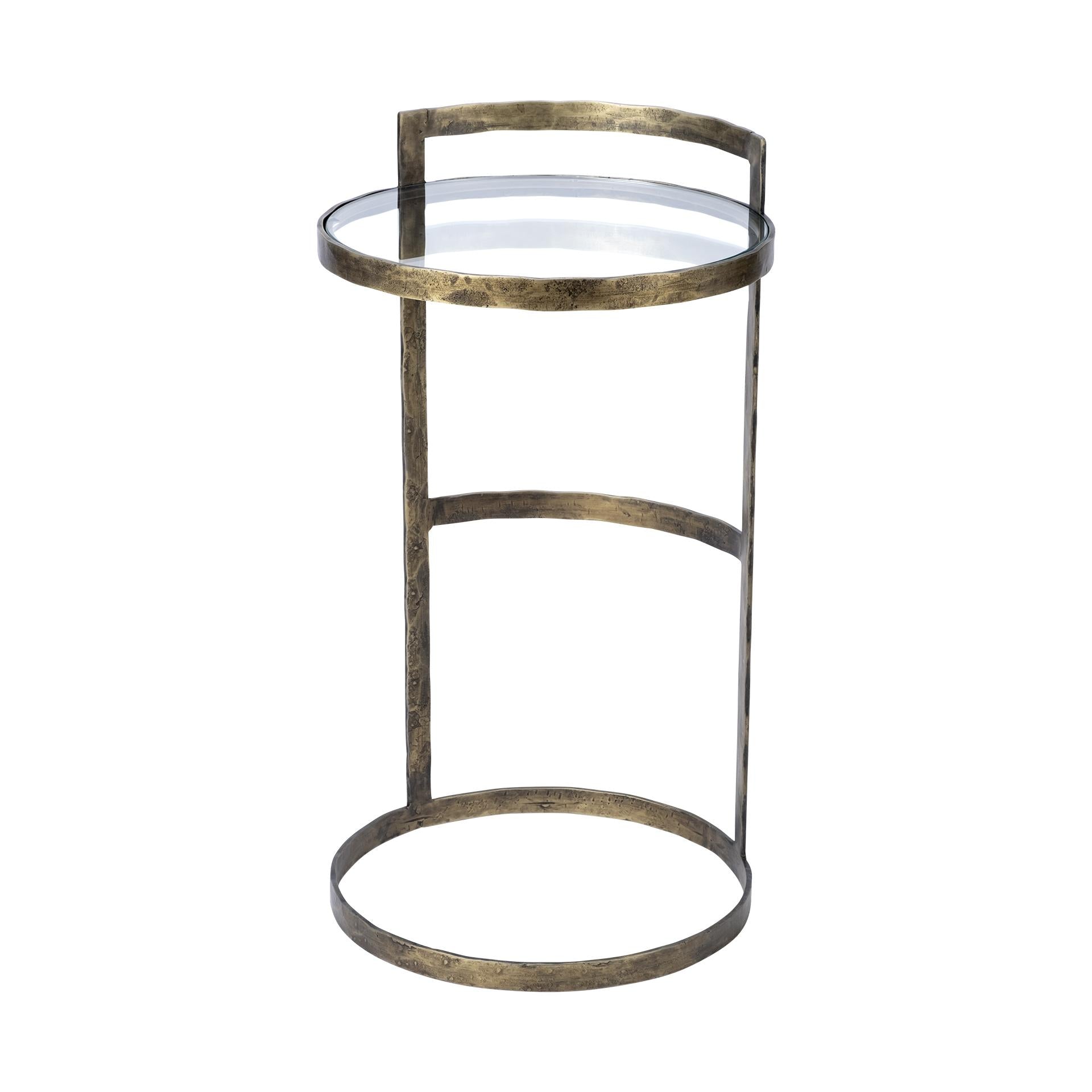 Round Glass Top Accent Table with Gold Metal Frame