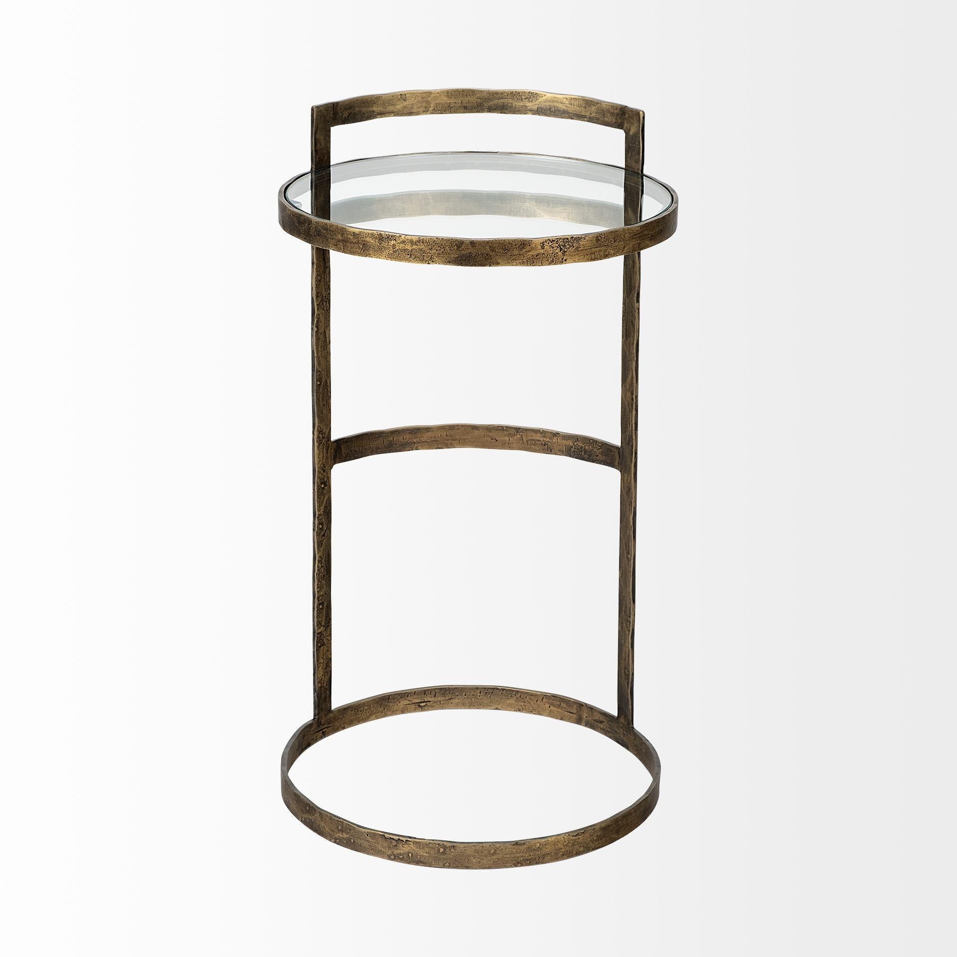 Round Glass Top Accent Table with Gold Metal Frame