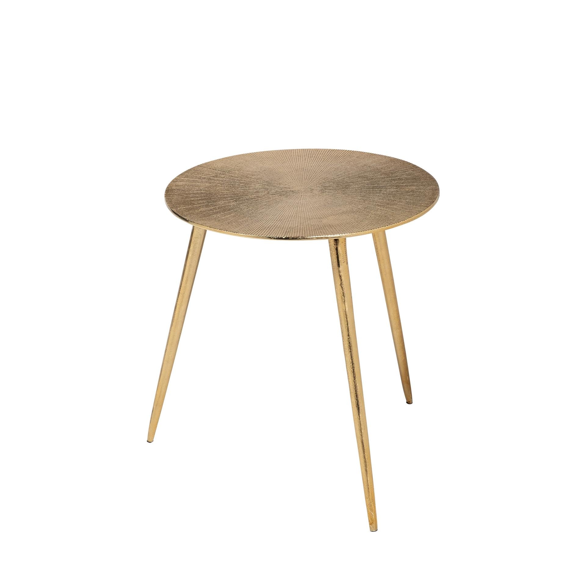 Small Gold Finish Round Starburst Accent Table