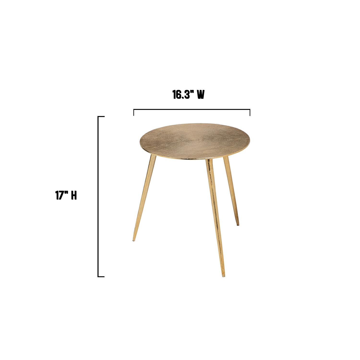 Small Gold Finish Round Starburst Accent Table