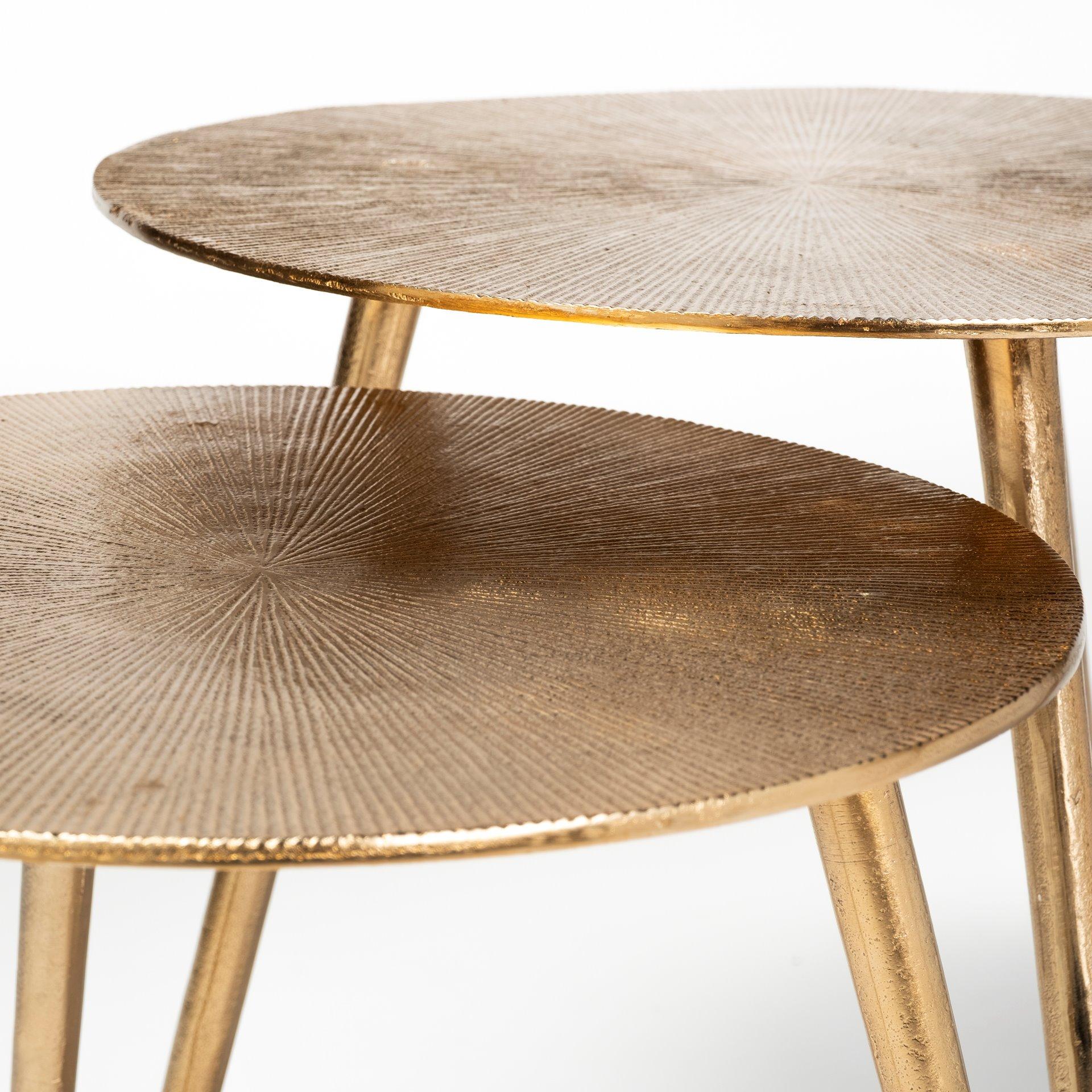 Small Gold Finish Round Starburst Accent Table