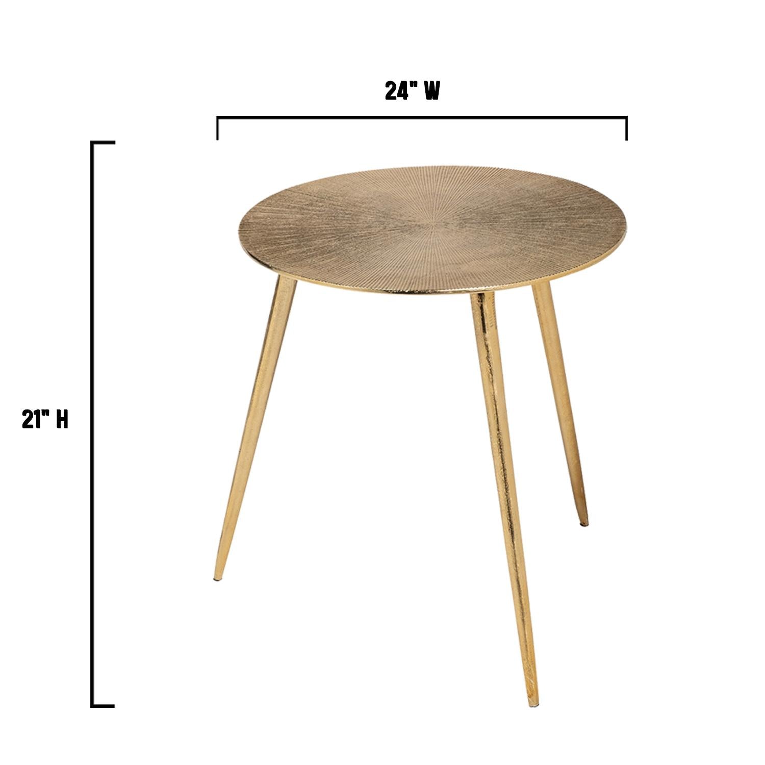 Large Gold Finish Round Starburst Accent Table