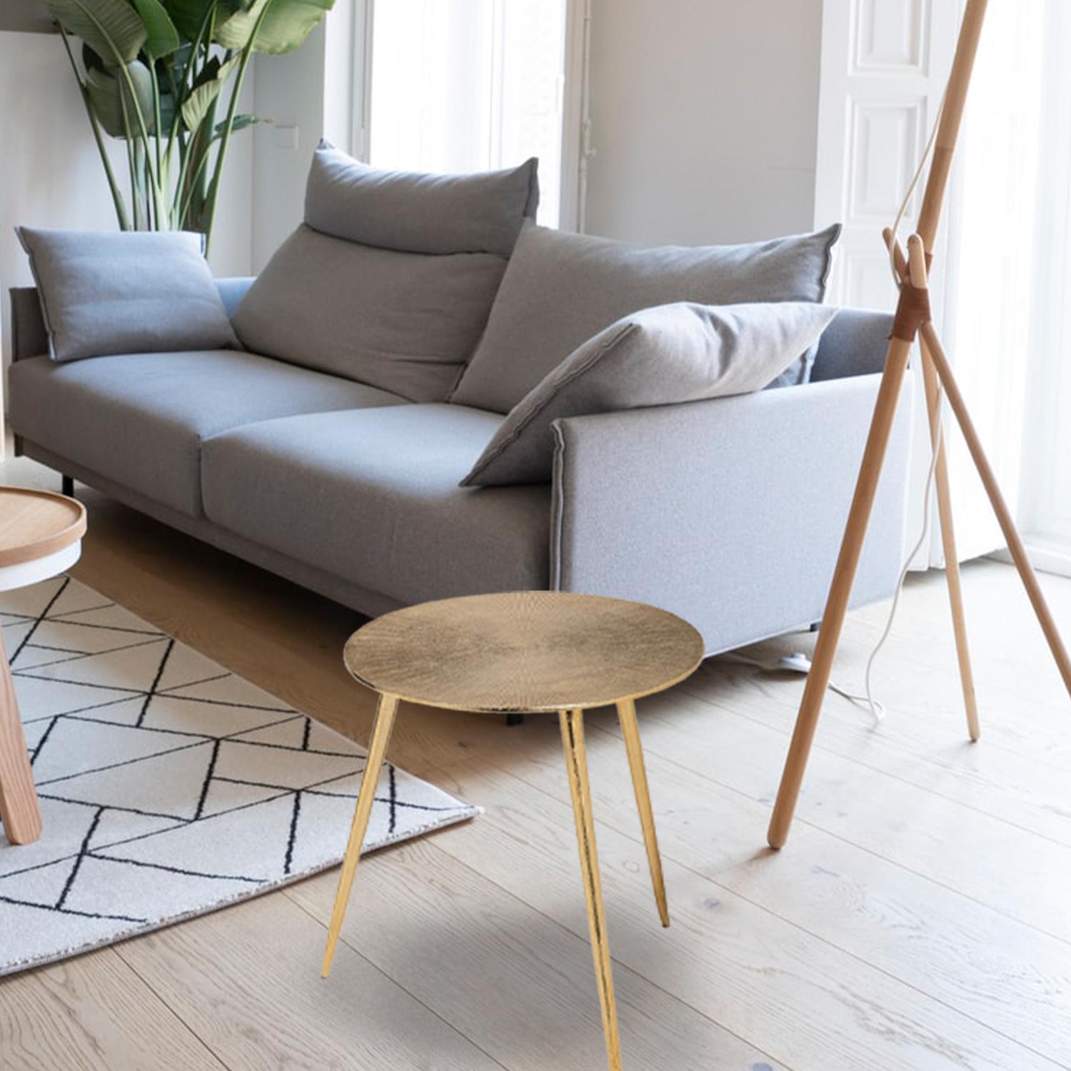 Large Gold Finish Round Starburst Accent Table