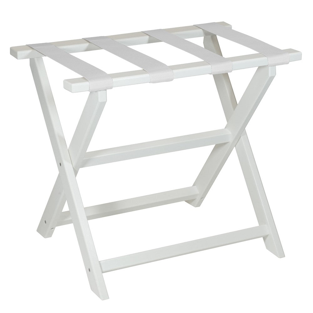 Earth Friendly White Folding Luggage Rack with White Straps