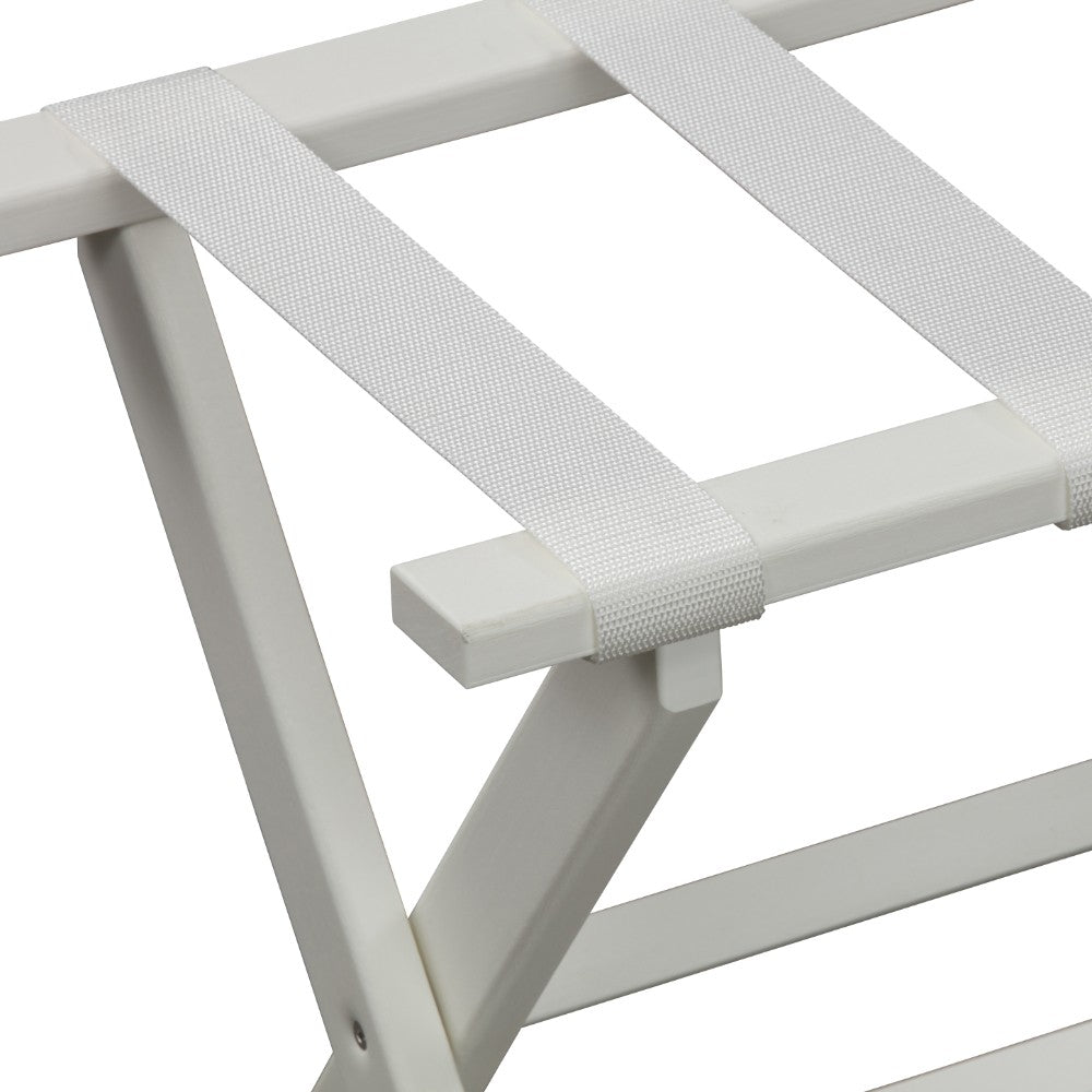 Earth Friendly White Folding Luggage Rack with White Straps