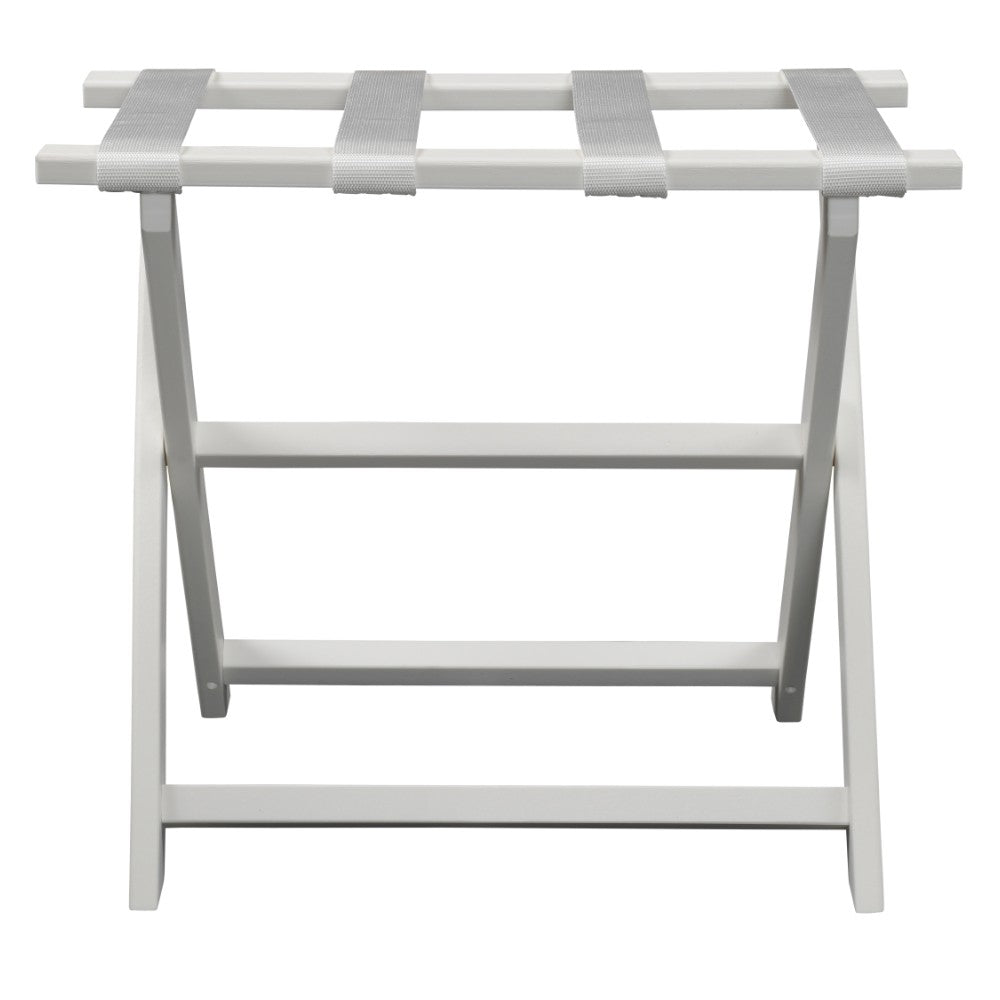 Earth Friendly White Folding Luggage Rack with White Straps