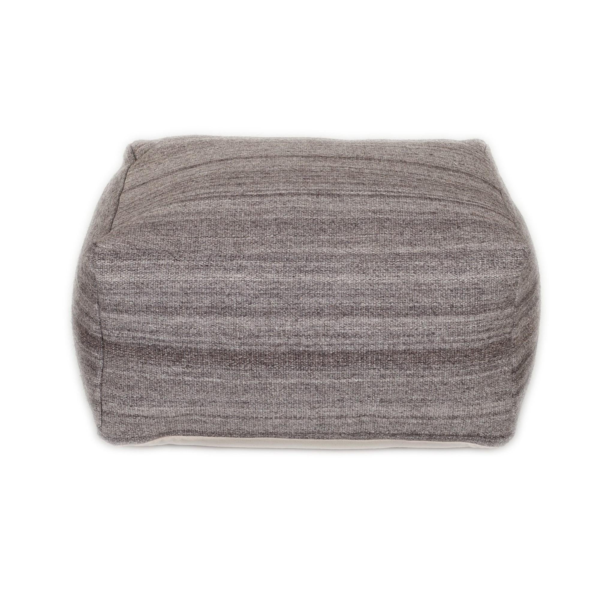 Stone Gray and Brown Pouf