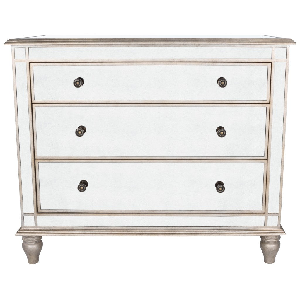 Rectangle Mirrored Three Drawer Console Storage Chest Default Title