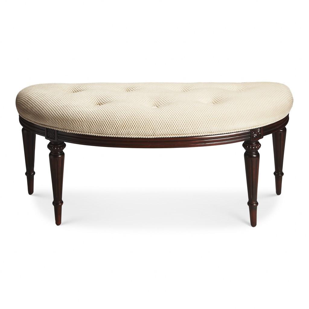 Classic Ivory and Dark Brown Crescent Shaped Bench