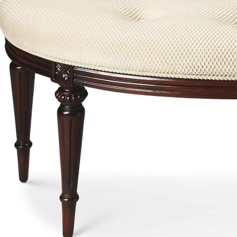 Classic Ivory and Dark Brown Crescent Shaped Bench