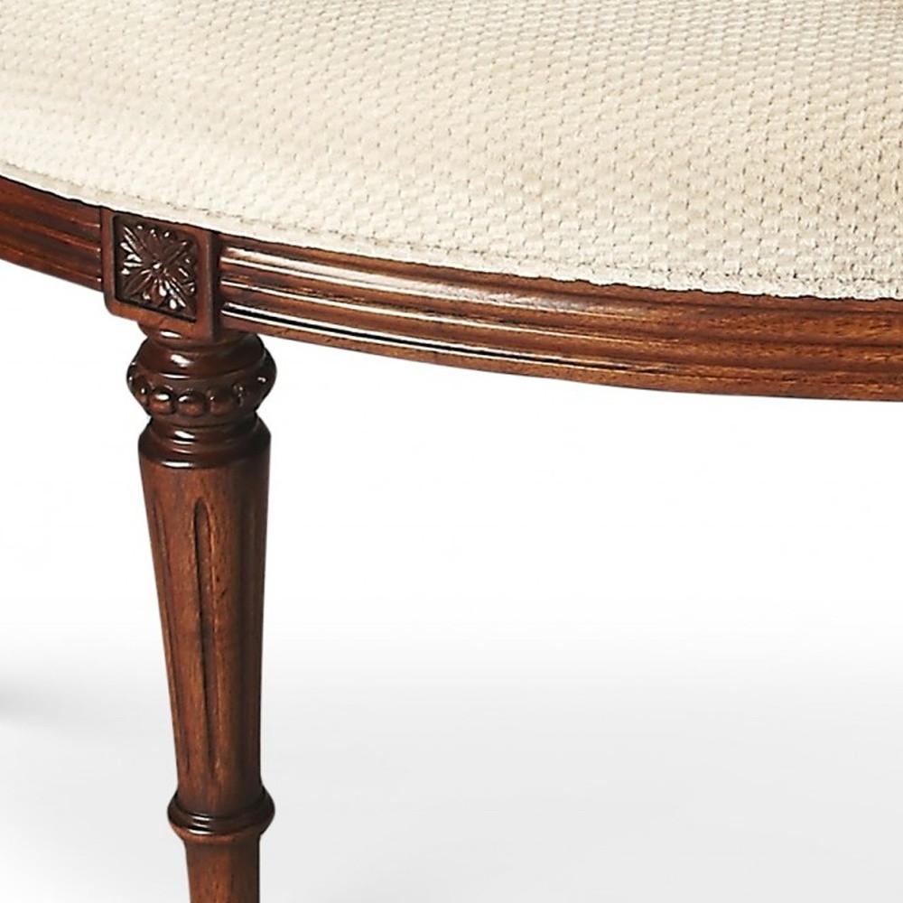 Classic Ivory and Golden Brown Crescent Shaped Bench