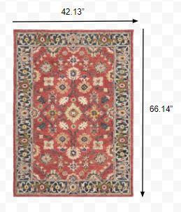 4'x6' Red and Blue Bohemian Area Rug