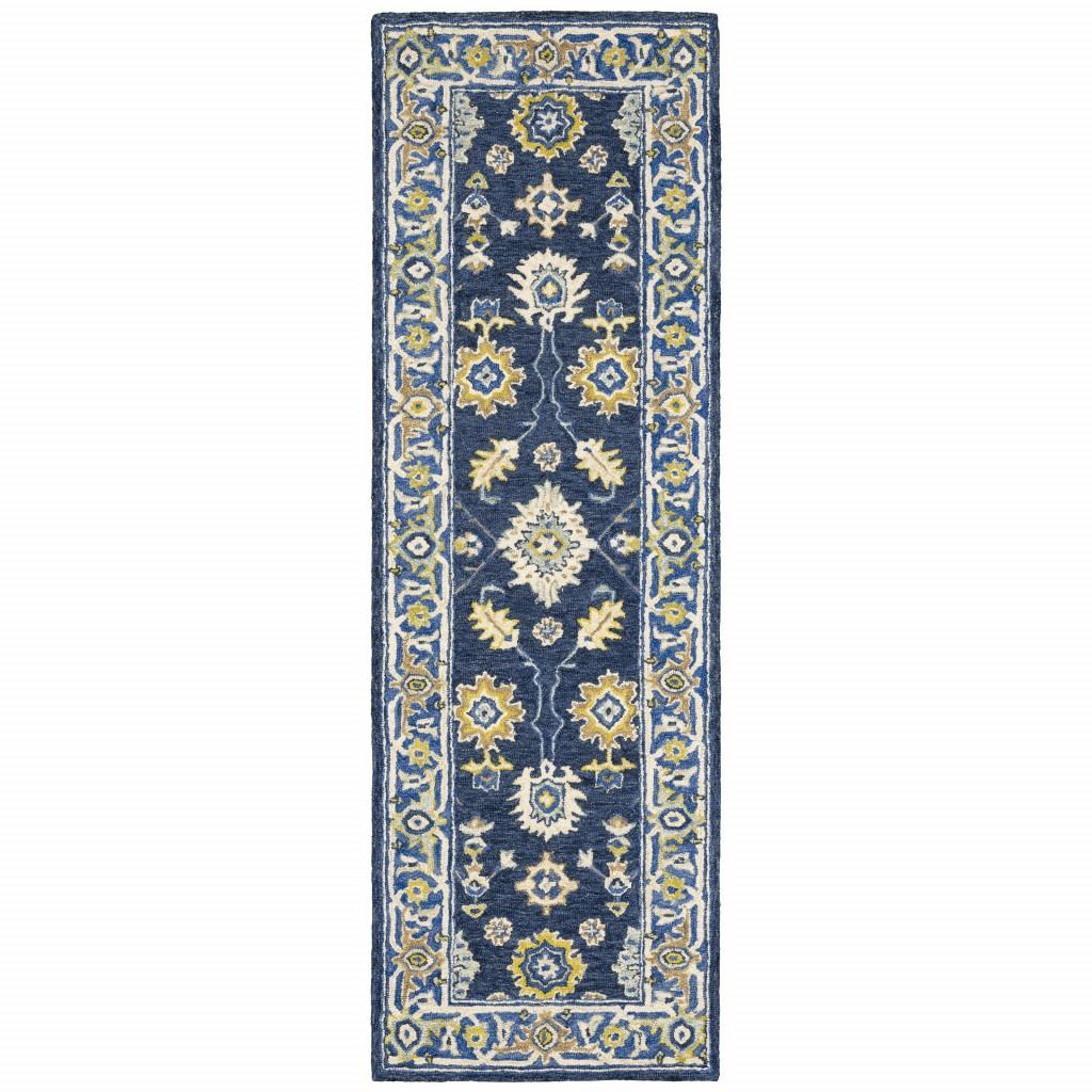 3'x8' Navy and Blue Bohemian Area  Rug