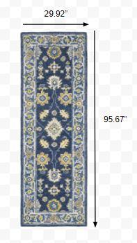3'x8' Navy and Blue Bohemian Area  Rug