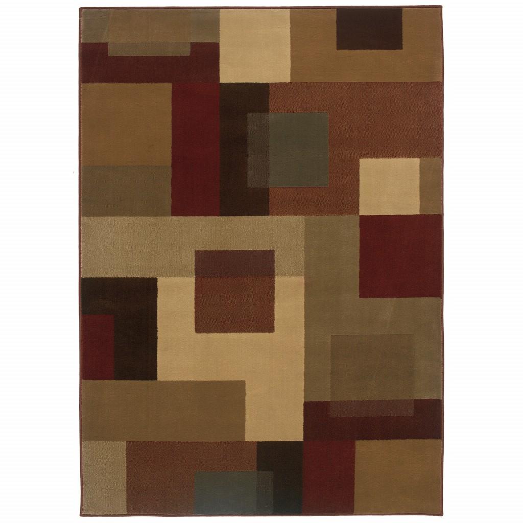 10'x13' Red and Tan Geometric Area Rug Default Title