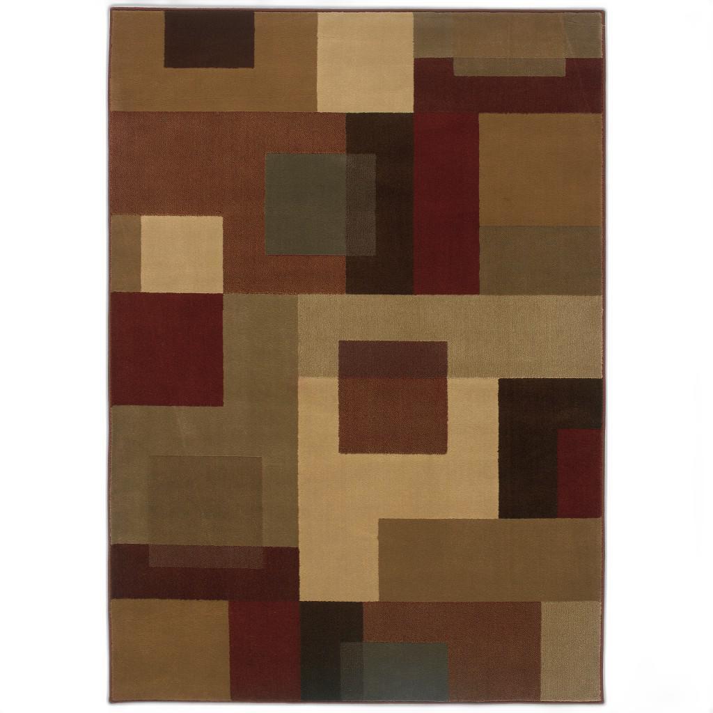 10'x13' Red and Tan Geometric Area Rug Default Title