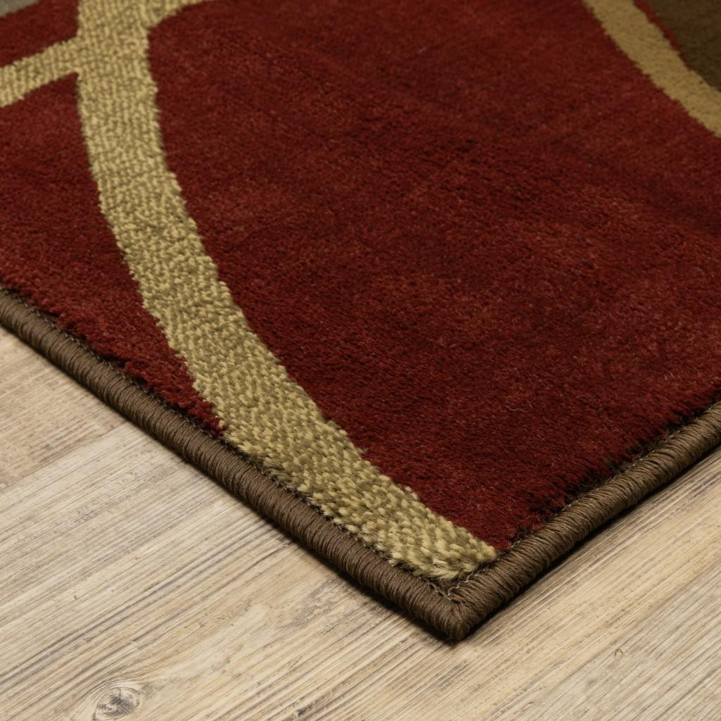 3'x8' Brown and Red Abstract  Runner Area Rug