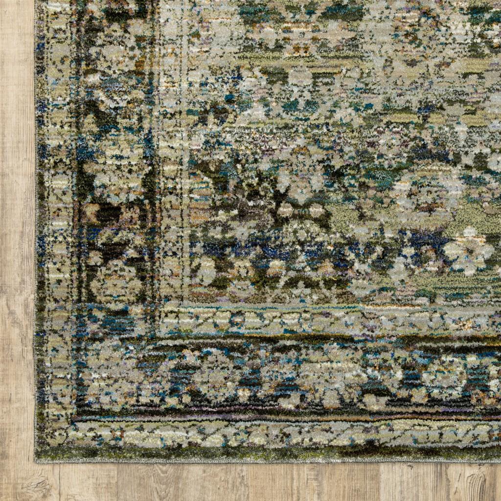 10'x14' Green and Brown Floral Area Rug