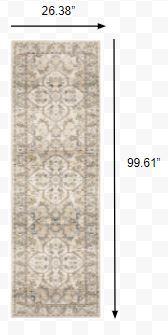 2'x8' Beige and Ivory Medallion Runner Rug