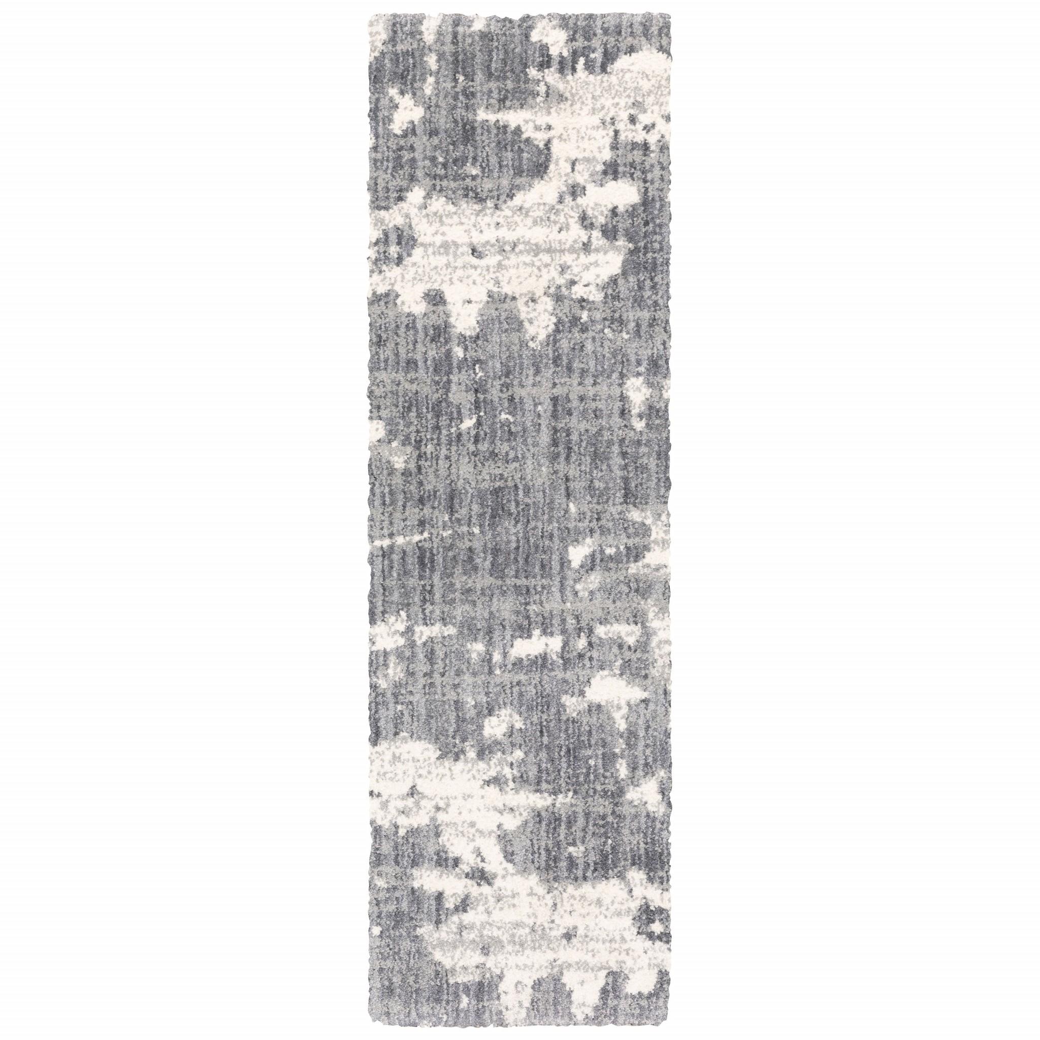 2'x8' Grey and Ivory Grey Matter  Runner Rug