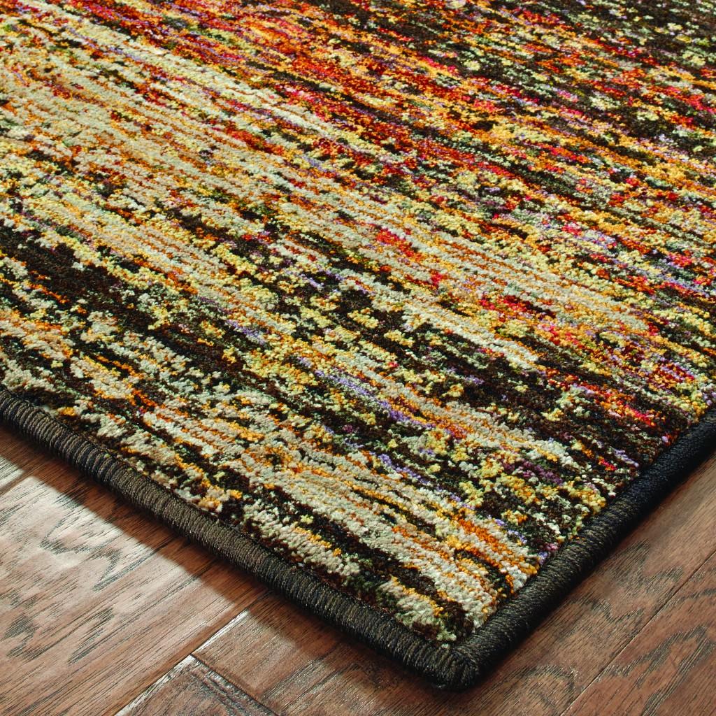 12' Gold and Slate Abstract Runner Rug