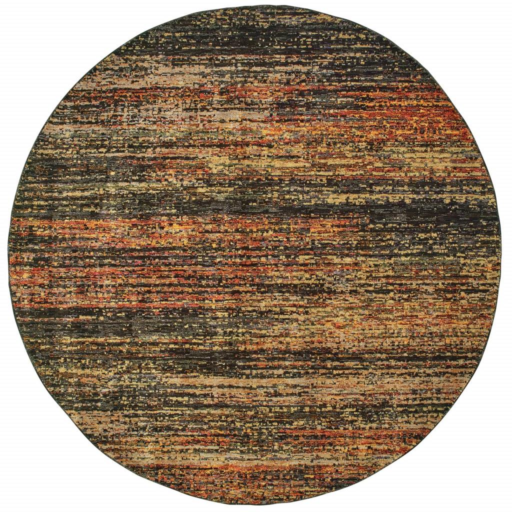 7' Round Gold and Slate Abstract Area Rug Default Title
