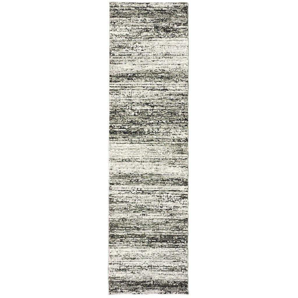 12' Ash and Slate Abstract Runner Rug