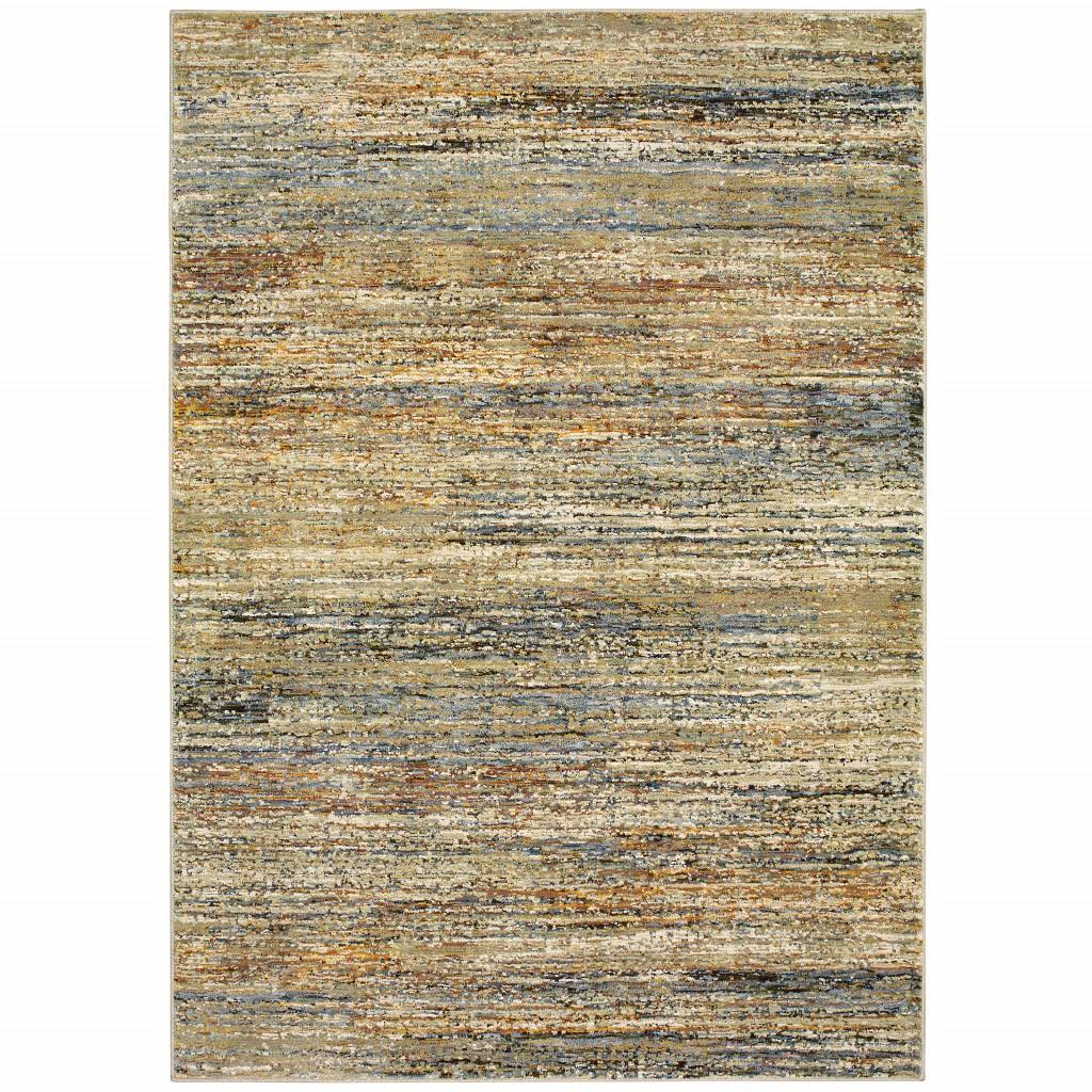8'x10' Gold and Green Abstract Area Rug Default Title
