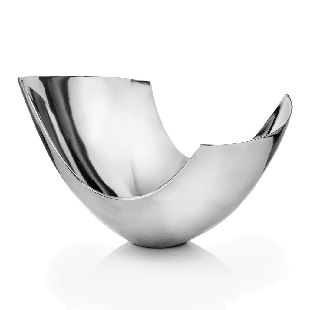 Silver Aluminum Abstract   Tray Dish Centerpiece Bowl