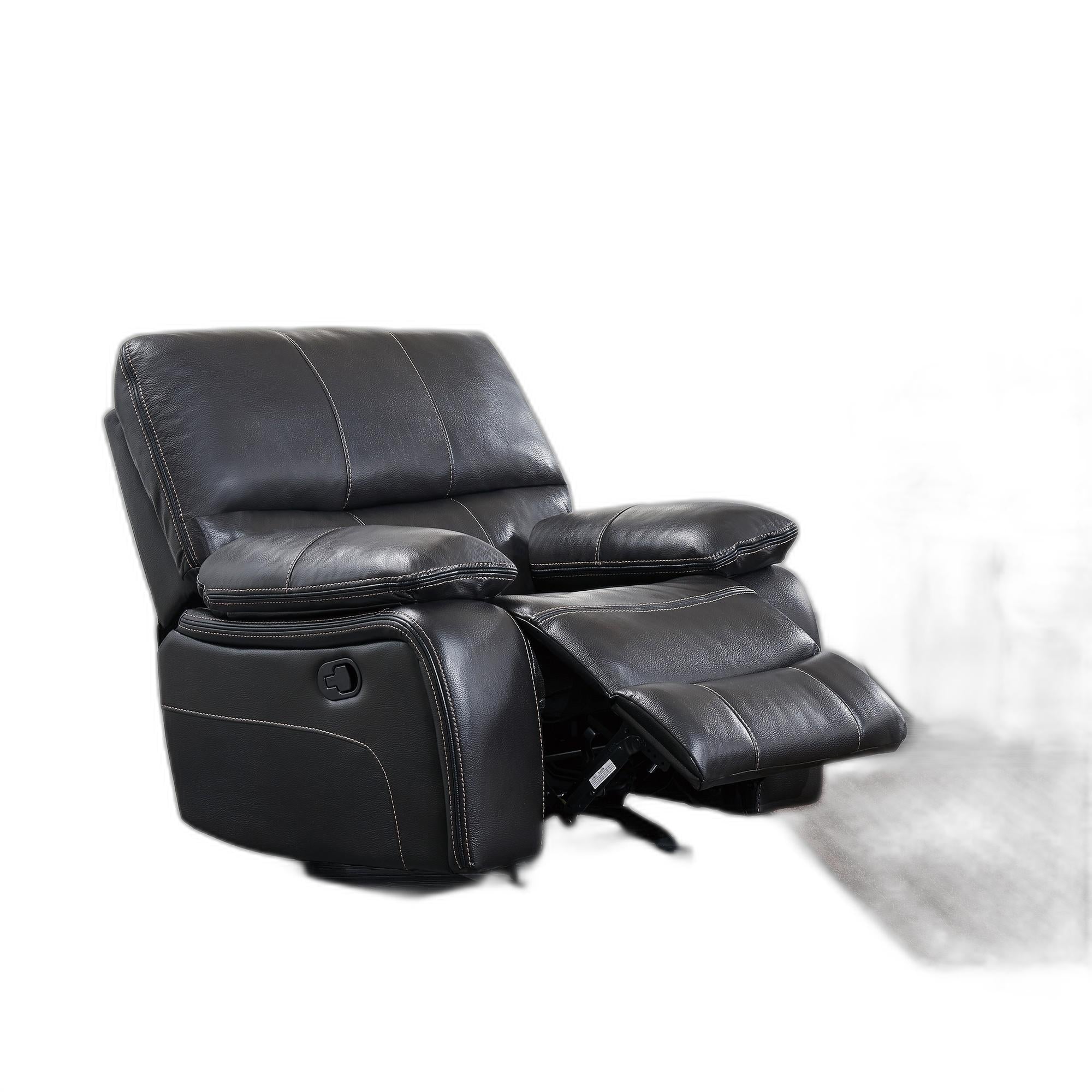 Grey Glider Recliner in Waterfall Pattern  Deeply Padded seat Cushions and Arm Rests