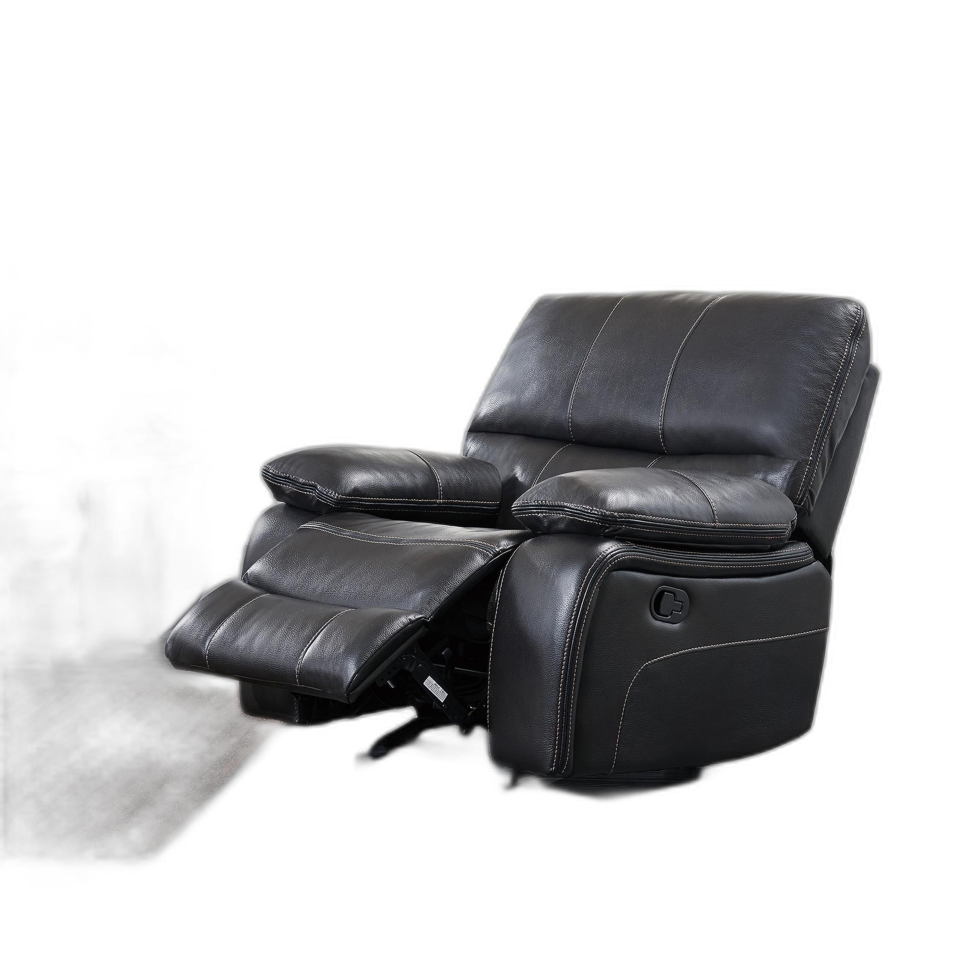 Grey Glider Recliner in Waterfall Pattern  Deeply Padded seat Cushions and Arm Rests