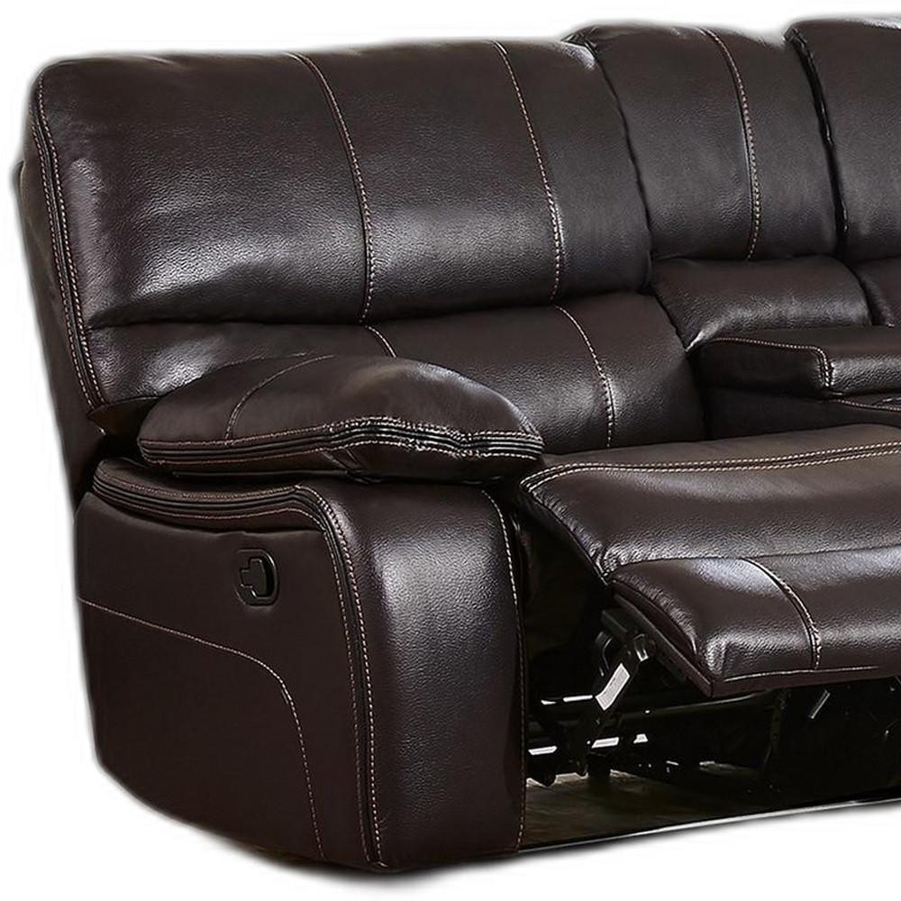 Espresso Black Leather Gel Cover Console Reclining Loveseat in Removable Back And Extra Plush Cushions