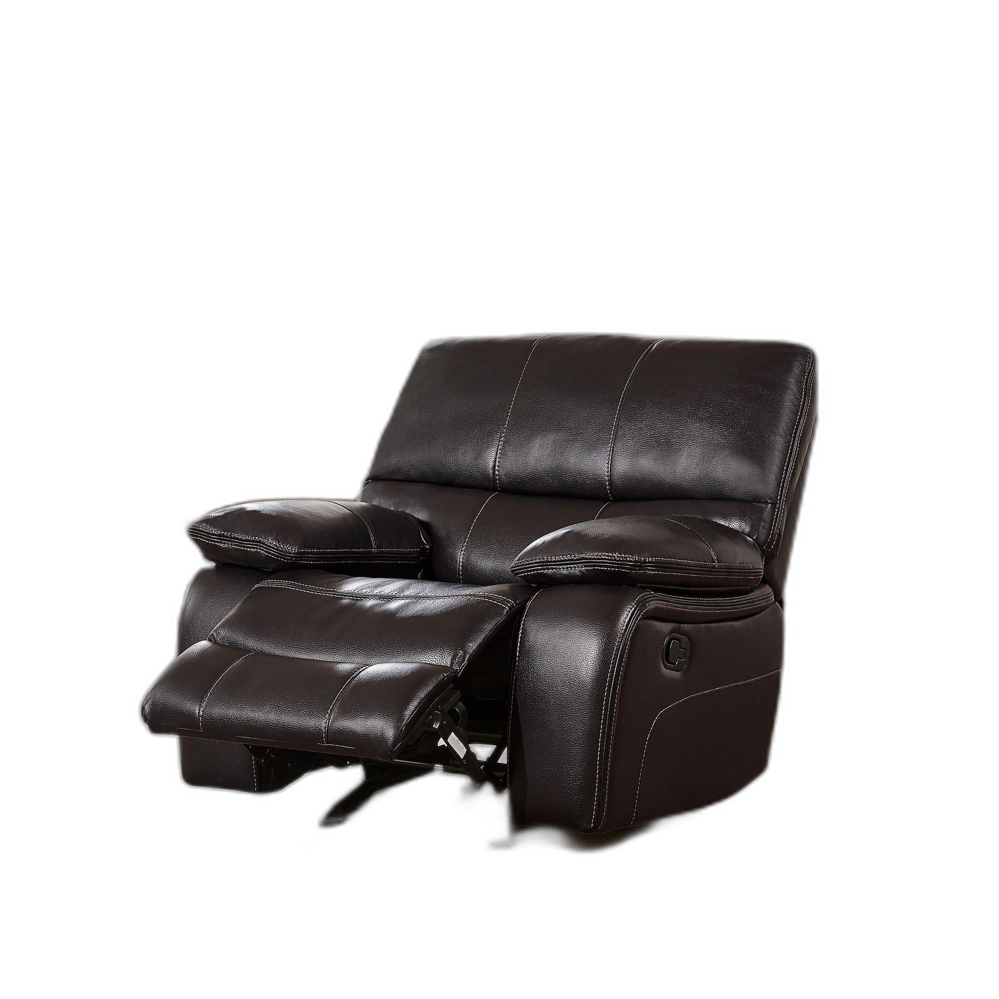 Espresso Black Leather Gel Cover Glider Recliner in Removable Back And Extra Plush Cushions