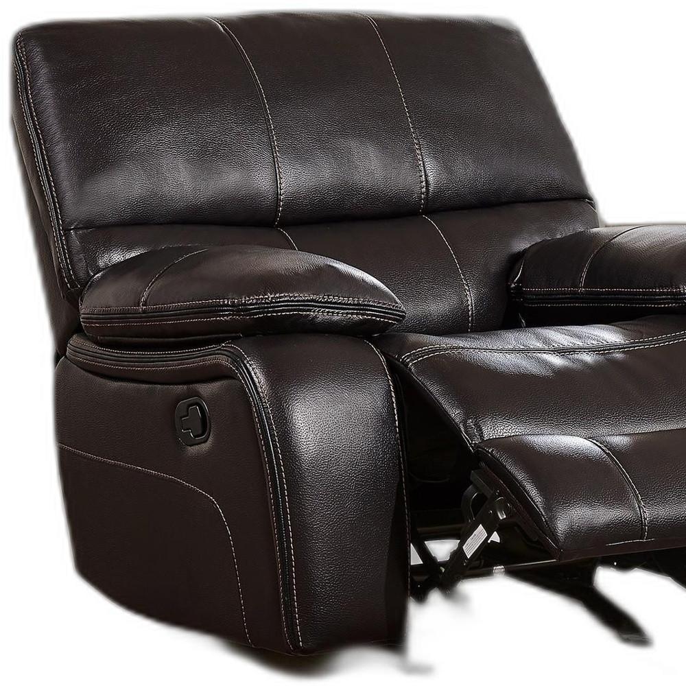 Espresso Black Leather Gel Cover Glider Recliner in Removable Back And Extra Plush Cushions