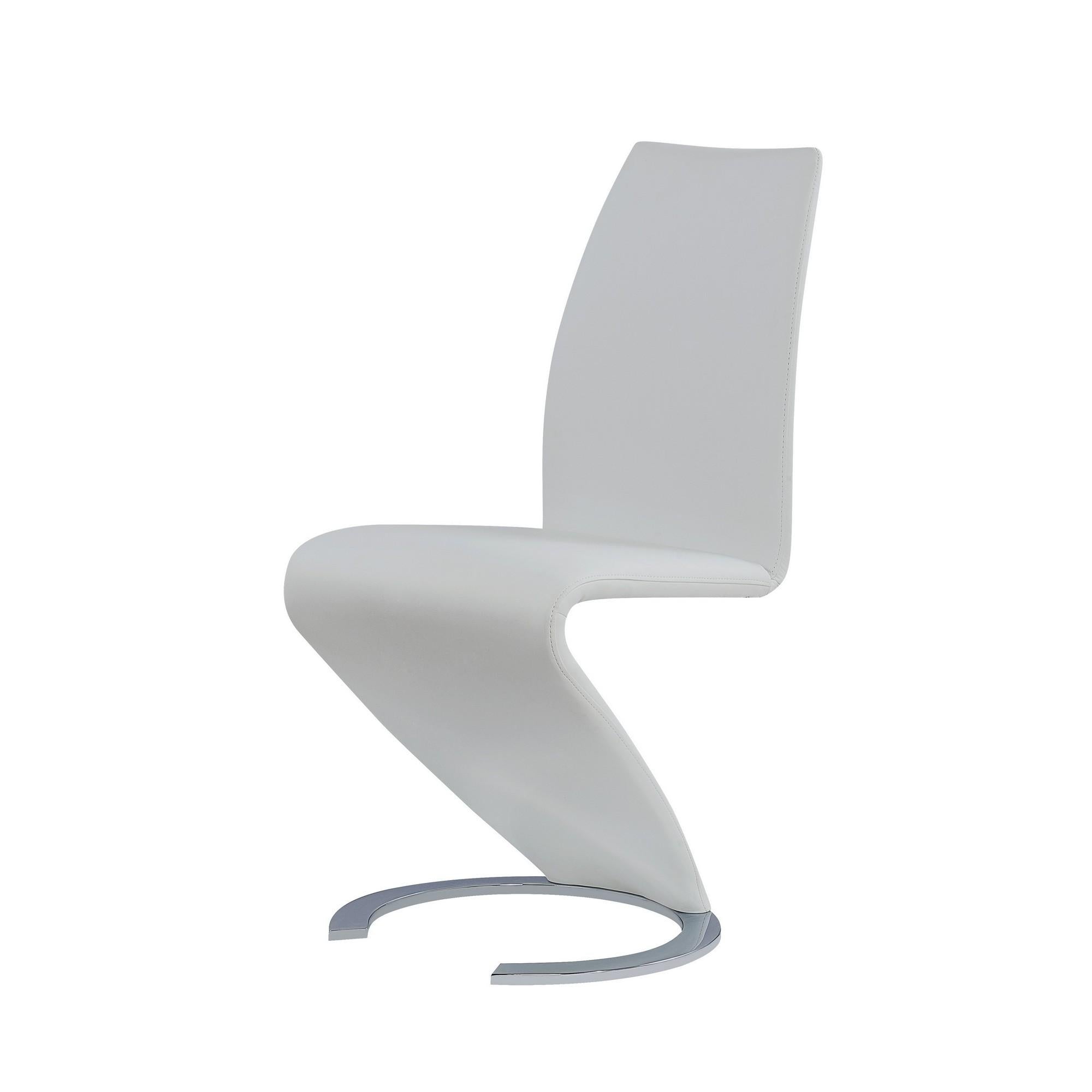 Set of 2 White  Z Shape design Dining Chairs with Horse Shoe Shape Base