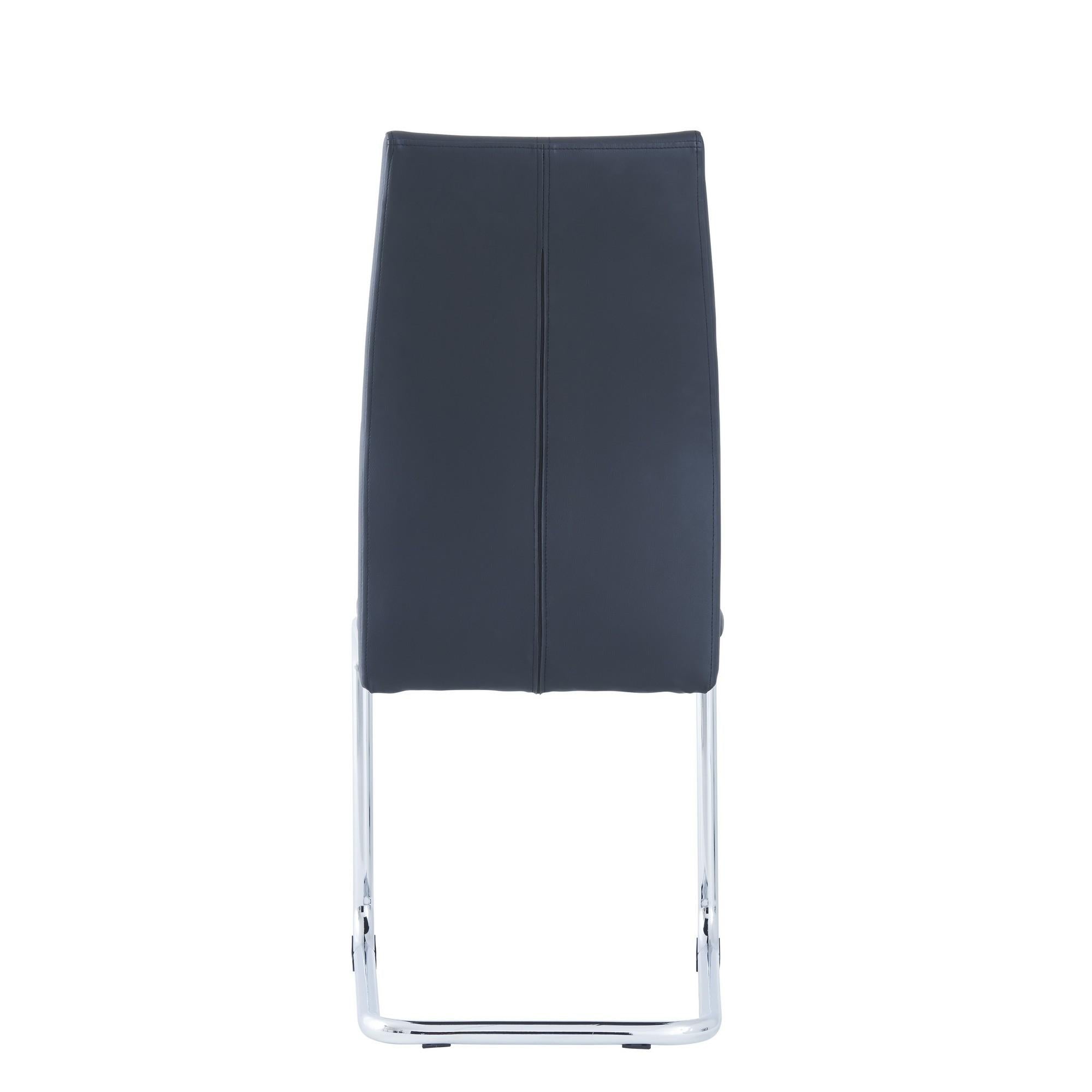 Set of 4 Modern Black Dining Chairs with Chrome Metal Base