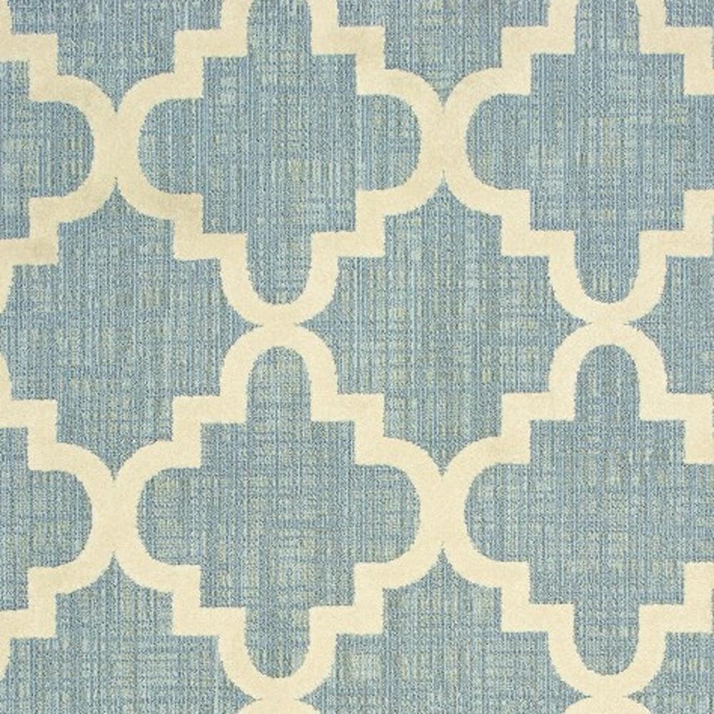 6' x 9' Blue Ivory Machine Woven Geometric Indoor or Outdoor Area Rug