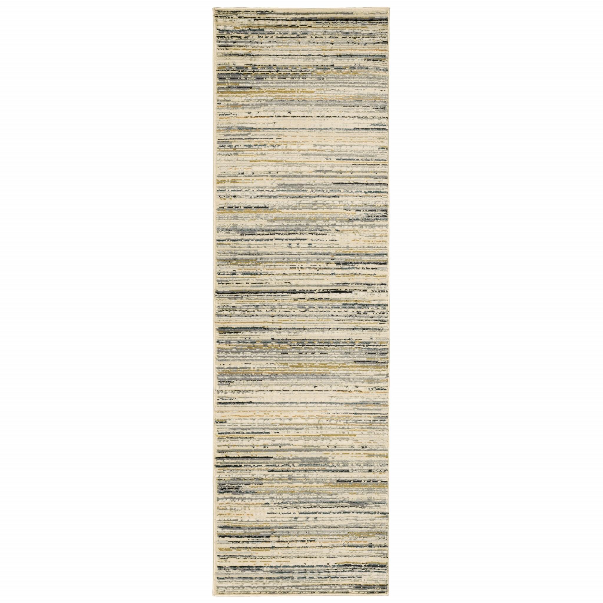 8' Ivory Sage Abtract Lines Indoor Runner Rug Default Title
