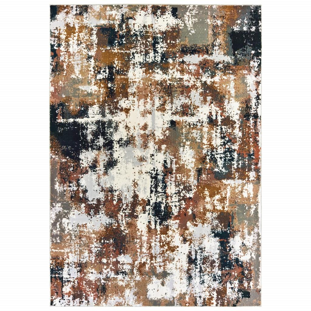 5' x 8' Ivory Gray Abstract Sectors Indoor Area Rug Default Title