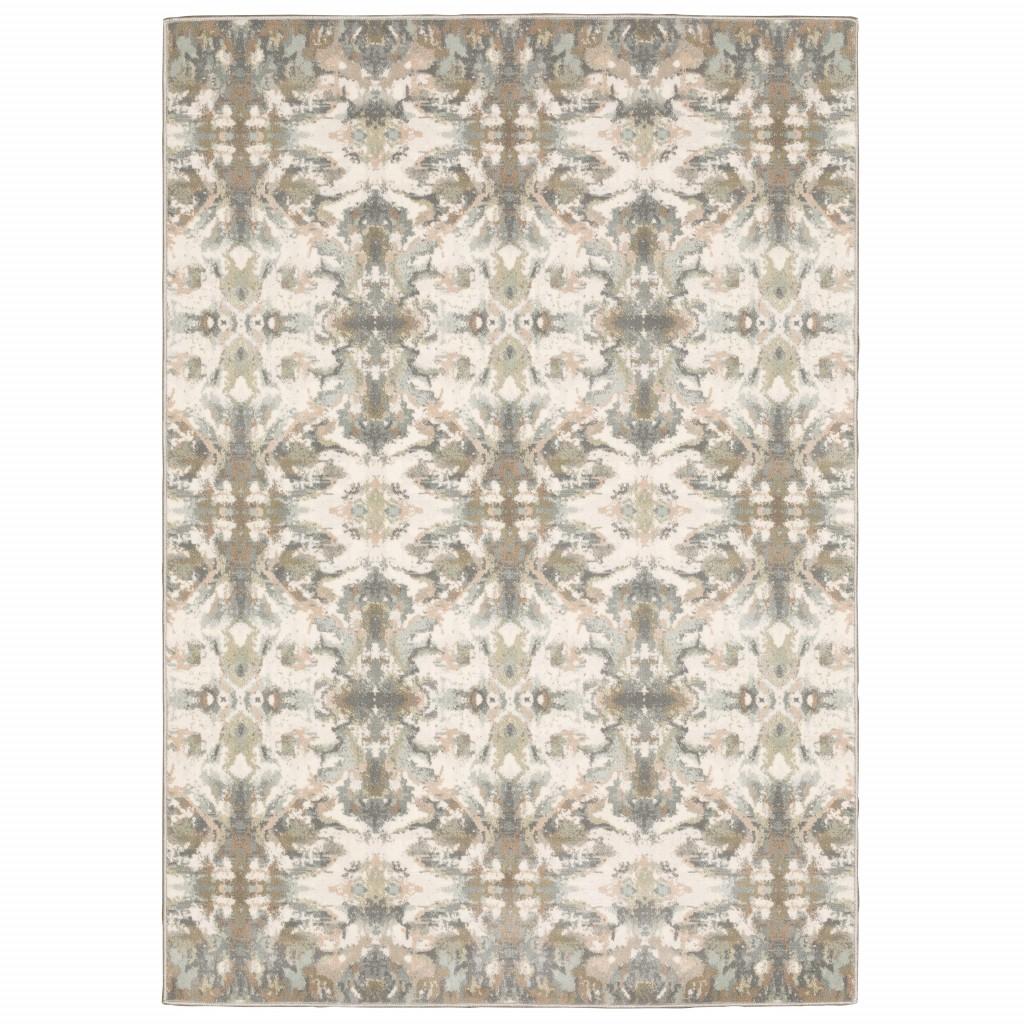 7' x 10' Ivory Gray Abstract Ikat Indoor Area Rug Default Title