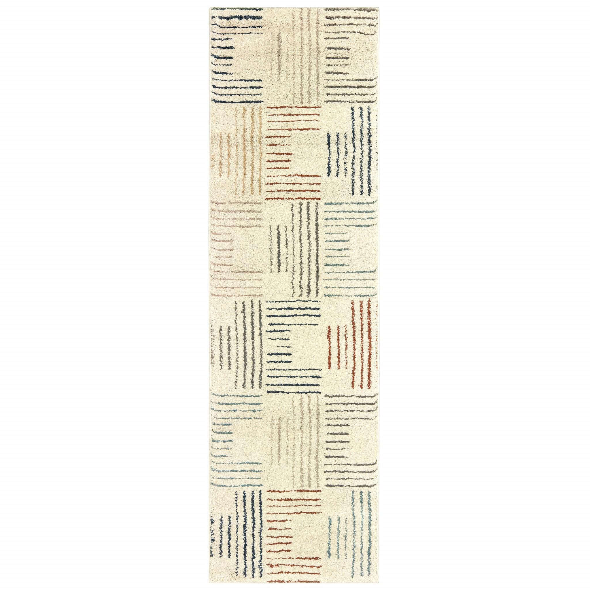 8' Ivory Multi Neutral Tone Scratch Indoor Runner Rug Default Title